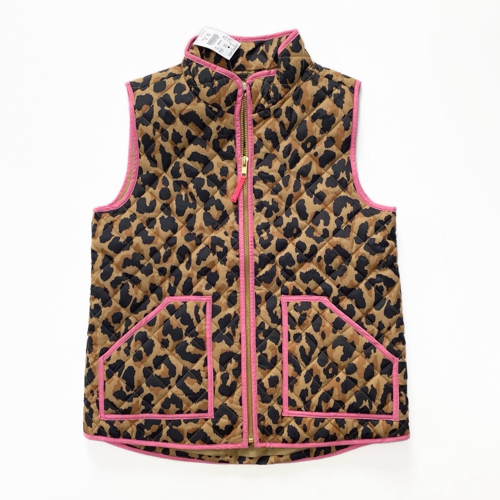 CrewCuts Girls Leopard Print Quilted Vest (NWT) Size 8